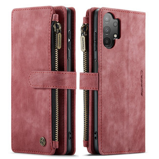 CaseMe Hoesje geschikt voor Samsung Galaxy A13 - Wallet Book Case - met Rits en Magneetsluiting - met RFID bescherming - Rood