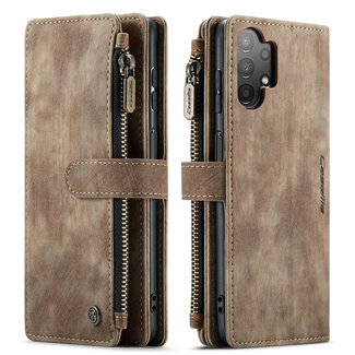 CaseMe Hoesje geschikt voor Samsung Galaxy A13 - Wallet Book Case - met Rits en Magneetsluiting - met RFID bescherming - Bruin