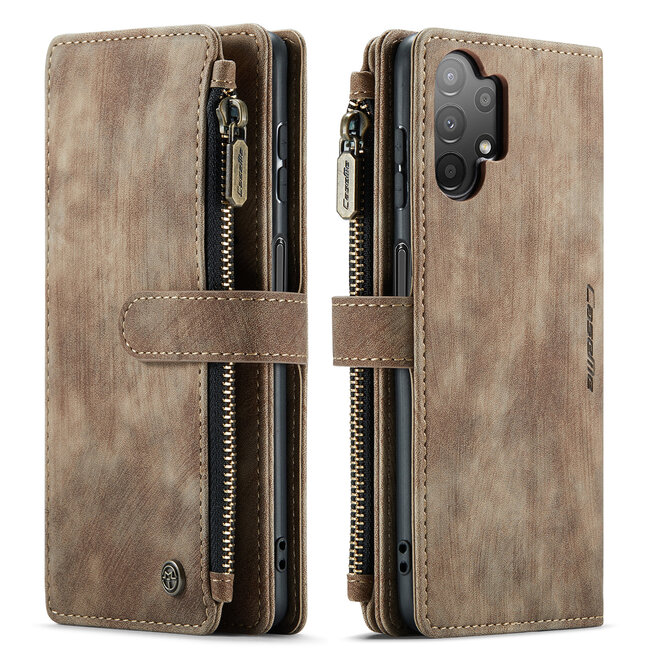 Hoesje geschikt voor Samsung Galaxy A13 5G - Wallet Book Case - met Rits en Magneetsluiting - met RFID bescherming - Bruin