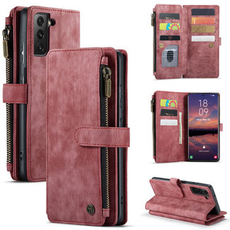 CaseMe Hoesje geschikt voor Samsung Galaxy S22 Plus 5G - Wallet Book Case - met Rits en Magneetsluiting - met RFID bescherming - Rood