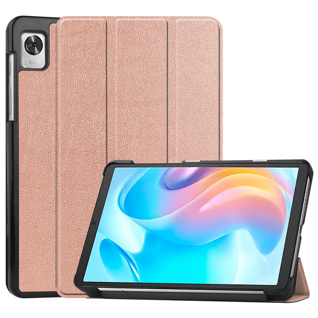 Case2go - Tablet Hoes geschikt voor Realme Pad Mini - 8.7 inch - Tri-Fold Book Case - Auto Wake functie - Rosé Goud