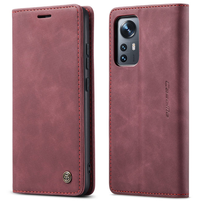 CaseMe - Hoesje geschikt voor Xiaomi 12 - Wallet Book Case - Magneetsluiting - Rood