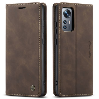 CaseMe CaseMe - Hoesje geschikt voor Xiaomi 12 - Wallet Book Case - Magneetsluiting - Donker Bruin