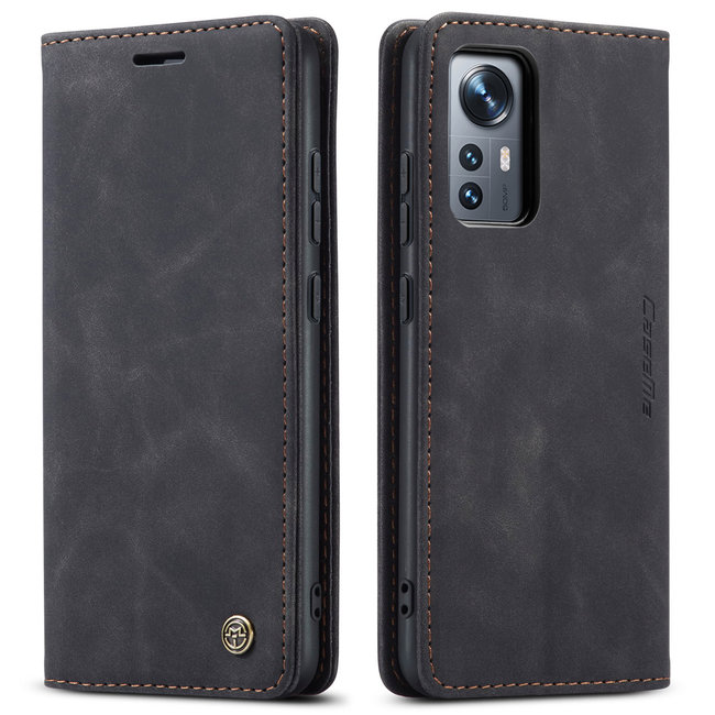 CaseMe - Hoesje geschikt voor Xiaomi 12 - Wallet Book Case - Magneetsluiting - Zwart