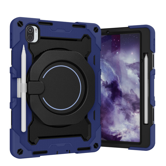 Tablet Hoes geschikt voor Xiaomi Pad 5 / 5 Pro - 11 Inch - Armor Case met Ring - Pencil Houder - Donker Blauw