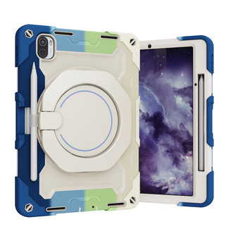 Cover2day Tablet Hoes geschikt voor Xiaomi Pad 5 / 5 Pro - 11 Inch - Armor Case met Ring - Pencil Houder - Regenboog Blauw