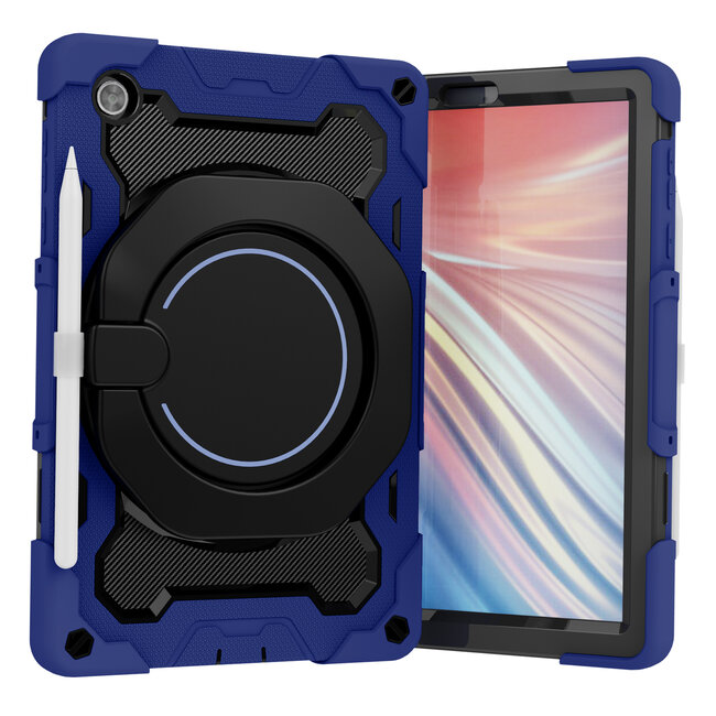 Tablet Hoes geschikt voor Lenovo Tab M10 HD (2020) - 10.1 Inch - Armor Case met Ring - Pencil Houder - Donker Blauw