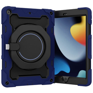 Cover2day Tablet Hoes geschikt voor Apple iPad 10.2 (2019 / 2020 / 2021) - 10.2 Inch - Armor Case met Ring - Pencil Houder - Donker Blauw