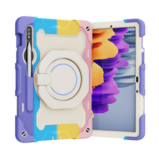 Cover2day Tablet Hoes geschikt voor Samsung Galaxy Tab S7 (2020) - 11 Inch - Armor Case met Ring - Pencil Houder - Regenboog Roze