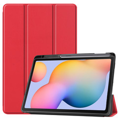 Case2go - Hoes voor de Samsung Galaxy Tab S6 Lite (2022) - 10.4 Inch - Tri-Fold Book Case met Stylus Pen houder - Rood