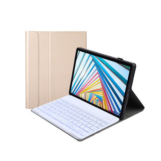 Cover2day Toetsenbord hoes geschikt voor Lenovo M10 Plus (3de Generatie) 10.6 inch - Bluetooth Functie -  Backlight Toetsen - Goud