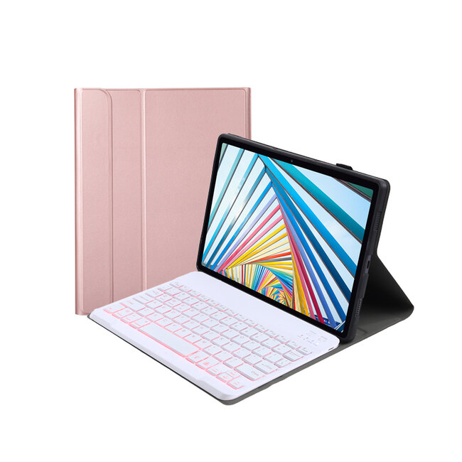 Toetsenbord hoes geschikt voor Lenovo M10 Plus (3de Generatie) 10.6 inch - Bluetooth Functie -  Backlight Toetsen - Roze