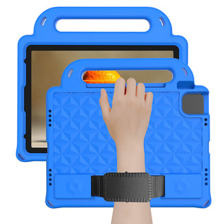Cover2day Tablet hoes geschikt voor iPad Air 10.9 (2022/2020) - Schokbestendige case met handvaten - Diamond Kids Cover met schouderriem - Blauw