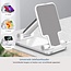 Telefoon en Tablet houder - Ergonomisch design - Smartphone standaard voor Bureau of Tafel - Opvouwbaar en Verstelbaar - Zilver