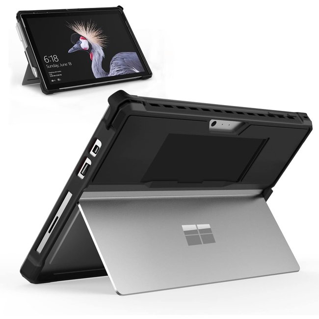 Hoes geschikt voor Microsoft Surface Go 1/2/3 - Inclusief Schouderband - 10.5 inch - Compatible met Toetsenbord - Stylus Houder - Zwart