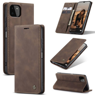 CaseMe CaseMe - Hoesje compitabel met Samsung Galaxy A22 5G - Wallet Book Case - Magneetsluiting - Donker Bruin