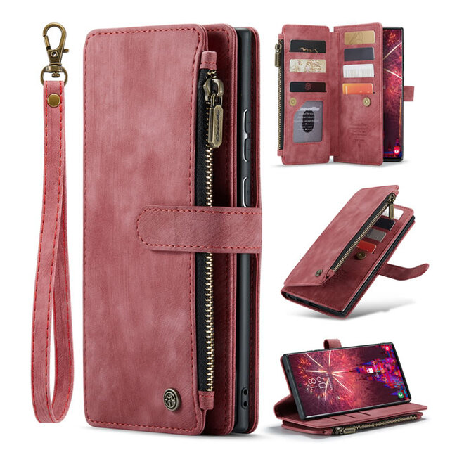 CaseMe - Telefoonhoesje geschikt voor Samsung Galaxy S20 Plus - Wallet Book Case met ritssluiting - Magneetsluiting - Rood