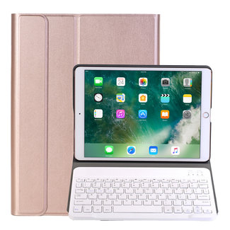 Cover2day Case2go - Bluetooth keyboard Tablet cover suitable for iPad 2021 - 10.2 Inch - QWERTY layout - Magnetic closure - Sleep/Wake-up function - Pink