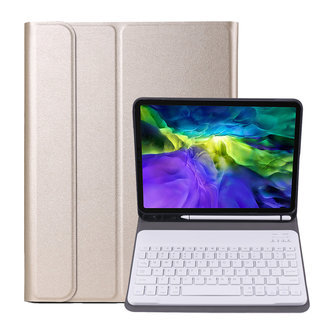 Cover2day iPad Pro 2021 (11 Inch) Hoes - Bluetooth toetsenbord hoes - QWERTY layout - Magneetsluiting - Sleep/Wake-up functie - Goud