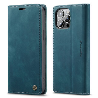 CaseMe Hoesje geschikt voor Apple iPhone 14 Pro - Wallet Book Case - Magneetsluiting - Blauw