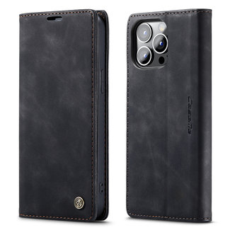 CaseMe Hoesje geschikt voor Apple iPhone 14 Pro - Wallet Book Case - Magneetsluiting - Zwart