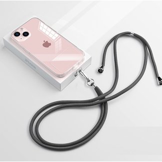 Cover2day Telefoonkoord Universeel - Phone Cord - Verstelbare Telefoonketting - Afneembaar - Donker Grijs