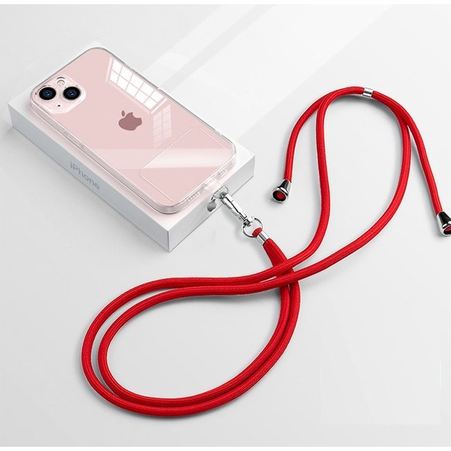 Telefoonkoord Universeel - Phone Cord - Verstelbare Telefoonketting - Afneembaar - Rood