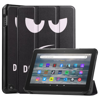 Case2go - Tablet hoes voor Amazon Fire 7 (2022) - Tri-fold Book Case - Auto/Wake functie - Don't touch me