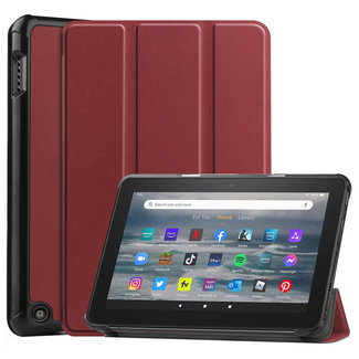 Case2go - Tablet hoes voor Amazon Fire 7 (2022) - Tri-fold Book Case - Auto/Wake functie - Donker Rood