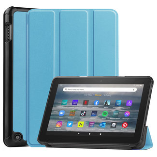 Case2go - Tablet hoes voor Amazon Fire 7 (2022) - Tri-fold Book Case - Auto/Wake functie - Licht Blauw