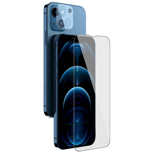 Screenprotector geschikt voor Apple iPhone 14 Pro Max - Nillkin 2-in-1 Tempered Glass met Frame - Met Cameraprotector - Transparant