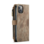 CaseMe - Telefoonhoesje geschikt voor Apple iPhone 14 - Wallet Book Case met ritssluiting - Magneetsluiting - Bruin