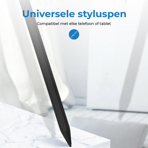 Cover2day Active Stylus Pen - Universele Touchscreen Pen - Stylus Pen geschikt voor Android / IOS - Met 2 extra punten - Zwart