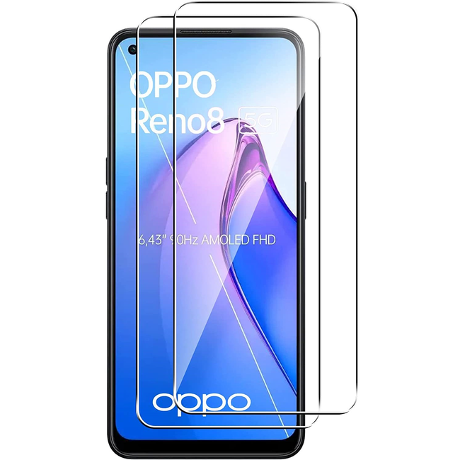 Screenprotector geschikt voor Oppo Reno8 - Tempered Glass - Gehard Glas - Transparant