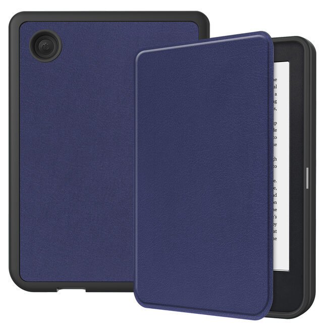 E-reader Hoes geschikt voor Kobo Clara 2E - Sleepcover - Tri-Fold Book Case - Auto/Wake functie - Magnetische sluiting - Donker Blauw