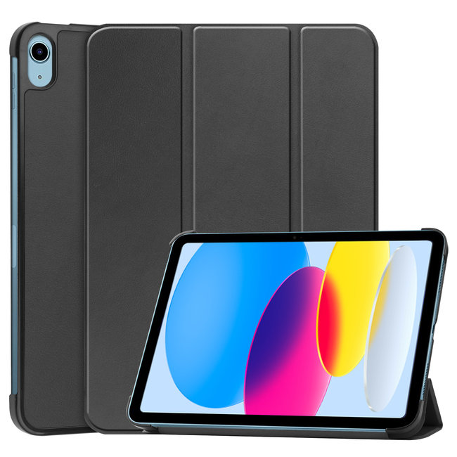 Tablet hoes geschikt voor Apple iPad 2022 -Tri-fold hoes met auto/wake functie - 10.5 inch - Zwart