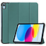 Tablet hoes geschikt voor Apple iPad 2022 -Tri-fold hoes met auto/wake functie - 10.5 inch - Donker Groen