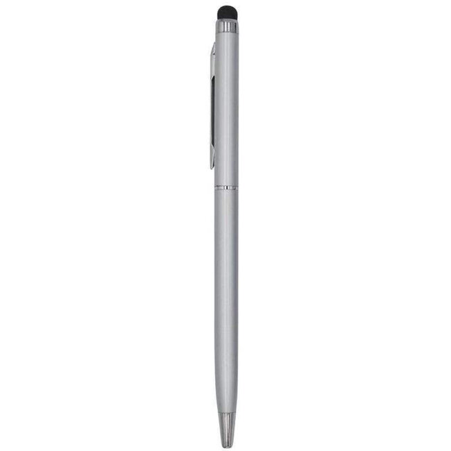 1 Stuks - Balpen en Touch Pen - 2 in 1 Stylus Pen voor smartphone en tablet - Metaal - Zilver