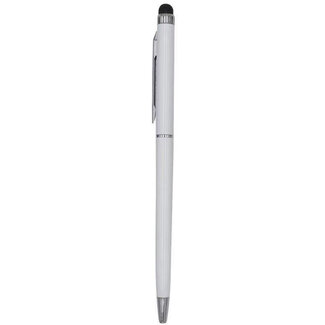 1 Stuks - Balpen en Touch Pen - 2 in 1 Stylus Pen voor smartphone en tablet - Metaal - Wit