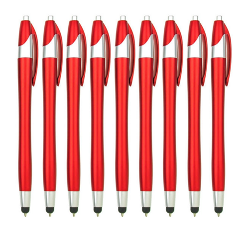 100 Stuks - Stylus Pen voor tablet en smartphone - Met Penfunctie - Touch Pen - Voorzien van clip - Rood