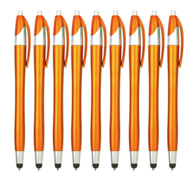 100 Stuks - Stylus Pen voor tablet en smartphone - Met Penfunctie - Touch Pen - Voorzien van clip - Oranje