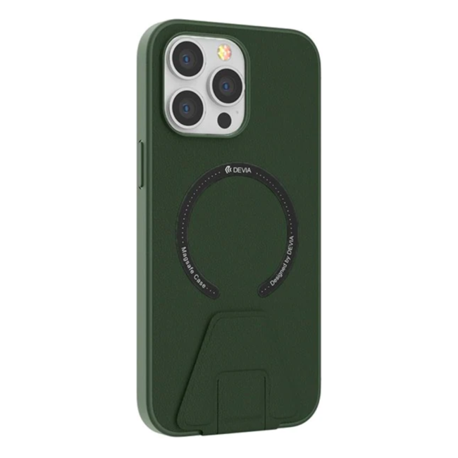 Hoesje geschikt voor Apple iPhone 14 Plus - Devia Magnetische Case - Back Cover met Standfunctie & Oplaadfuncties - Donker Groen