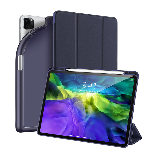 Dux Ducis - Case for iPad Pro 12.9 (2021) - Osom Series - PU Leather Cover with Pencil Holder - Auto Sleep/Wake function - Blue