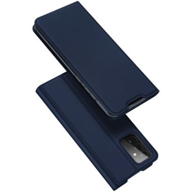 Case for Samsung Galaxy A72 5G Ultra Slim PU Leather Flip Folio Case with Magnetic Closure - Black - Blue