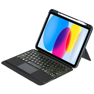 Cover2day Toetsenbord hoes geschikt voor Apple iPad 10.9 (2022) - Afneembaar toetsenbord - Keyboard Case met RGB Verlichting en Keypad - Grijs