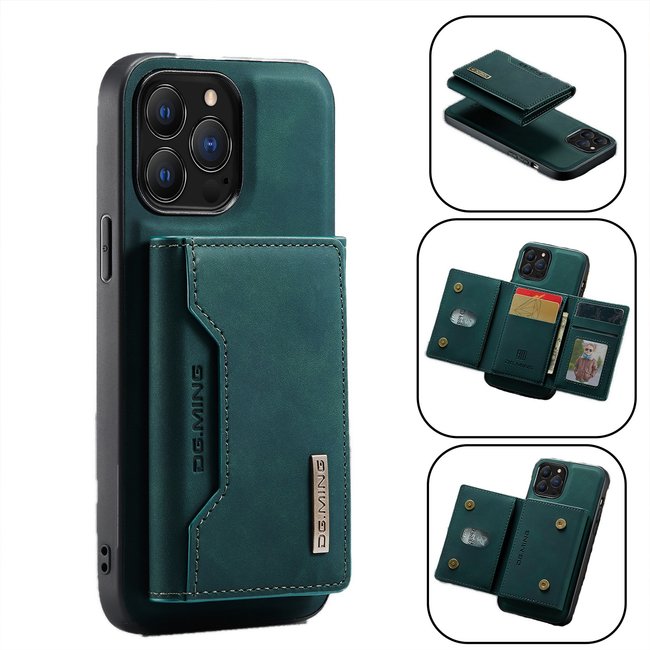 CaseMe - Telefoonhoesje geschikt voor iPhone 13 Pro Max - Back Cover - Met Magnetische Pasjeshouder - Groen