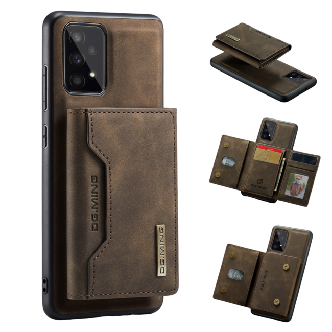 CaseMe - Telefoonhoesje geschikt voor Samsung Galaxy A53 - Back Cover - Met Magnetische Pasjeshouder - Bruin