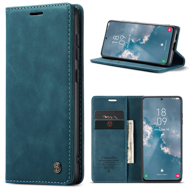 CaseMe - Telefoonhoesje geschikt voor Samsung Galaxy S23 - Wallet Book Case - Met Magnetische Sluiting - Donker Blauw