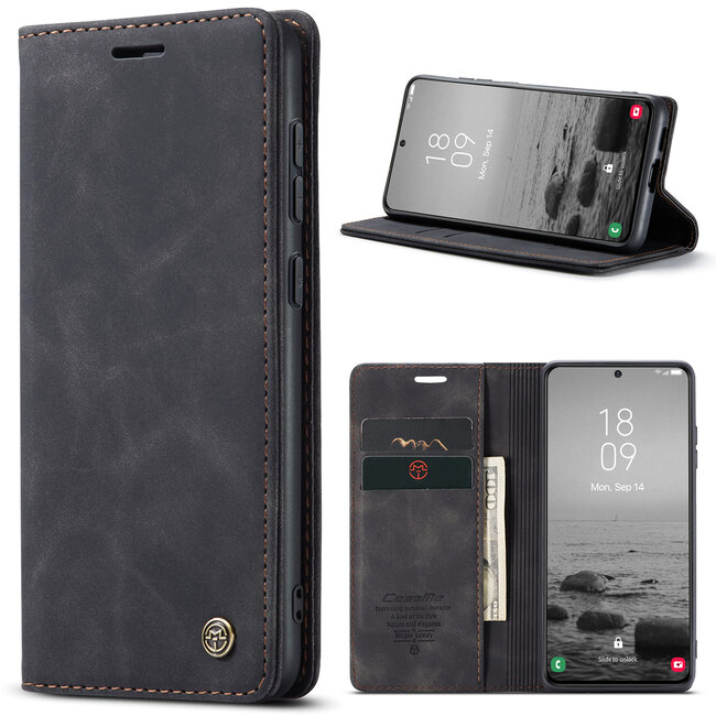 CaseMe - Telefoonhoesje geschikt voor Samsung Galaxy S23 Plus - Wallet Book Case - Met Magnetische Sluiting - Zwart