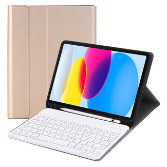 Cover2day Cover2day - Bluetooth Keyboard hoes geschikt voor Apple iPad 2022 (10.9 Inch) -  QWERTY - Auto Wake/Sleep functie - Toetsenbordverlichting &amp; TouchPad - Goud